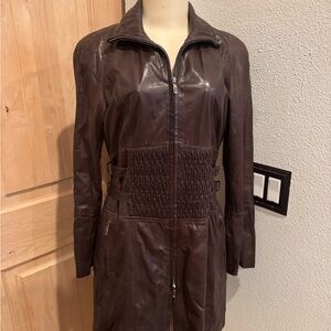 LAUREL brown calf Leather Women's Jacket Dress Sz 6